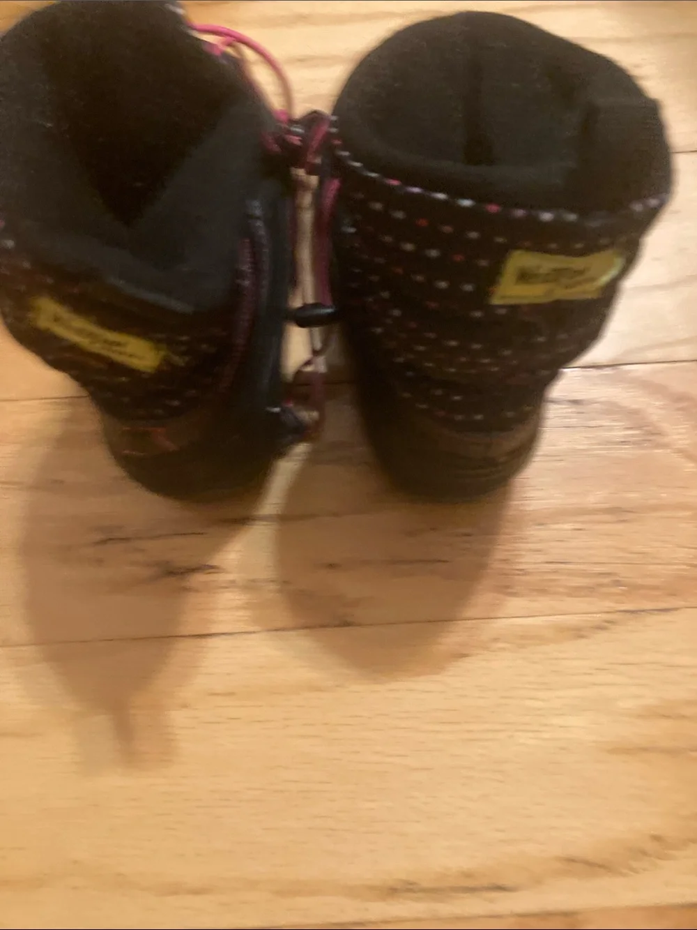 Kids Black Snow Boots with Pink Accents
